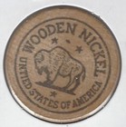 1963  Lake Region Bank Of Commerce  5th Anniversary  Token Buffalo Wooden Nickel