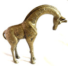 Art Deco Heavy Brass Antique Giraffe 9  Figurine Original Patina