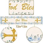 Boy Baptism Table Runner God Bless First Holy Communion 13  X 72  Blue