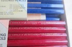 Eagle Verithin Lot Unsharpened Very Strong Blue Red Colored Pencils Usa Vintage