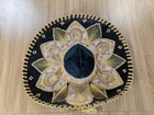 Authentic Mexican Sombrero Mariachi Hat Black Velvet Gold Detail 7  Inner