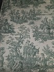 Vtg Green Pastoral French Country Toile Cotton Fabric Piece 62  X 53  Wide Read 