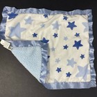 Cocalo Baby White Blue Stars Baby Lovey Security Blanket Sherpa Satin Trim 13x15