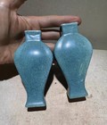       pair Antique Chinese Scholar Vases  Rare Robin Egg Glaze Qianlong Mark