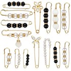 Nogeqi 15 Pcs Decorative Safety Pins  Pearl Brooch Pins  Safety Pin For