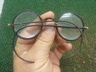 Vtg Round Eyeglasses Black Plastic Rimmed Vintage Antique Spectacles