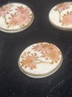 6 Vintage Antique Japanese Satsuma Buttons  Flowers Gold pink  1  Porcelain