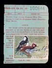 Rw35 - 1968 Federal Duck Stamp On North Carolina Hunting License