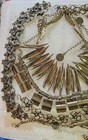Vintage Boho Turkish Spikes Drops Floral Brass Silver Tone Necklace Jewelry Lot