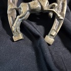 Vintage Brass Horseshoe Amulet With Horse