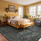 8x10 Floral Dark Green Area Rugs For Living Room  Washable Large Rug