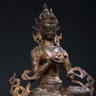8 3  Antique Tibet Tibetan Buddhism Temple Bronze Gilt Green Tara Buddha Statue
