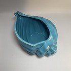 Ceramic Conch Shell Planter Vase Turquoise Coastal Pottery Sea Shell 6x9   