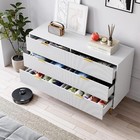 Fluted 6 Drawers Wood Dresser  54  Wide Modern Storage Dresser Organizer White