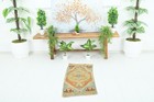 Turkish Door Mat Small Rug 1x3 Hand-knotted Vintage Oushak Mini Rug Carpet 907