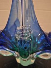 Vtg Royal Gallery Handblown Art Glass Vase Sommerso Cobalt Blue Green Basket 8 