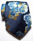 New Classic Floral Blue Gold White Jacquard Woven 100  Silk Men s Tie Necktie