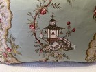 Pierre Deux Fabric 12x20 In Down Filled Pillow With Beige Ruffle