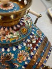 Large Russian Enamel Silver Antique Samovar Gold Gilded Gem Encrusted Free Ship