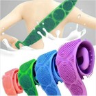 Silicone Bath Towel Rub Body Brush Shower Pull Back Strip Scrubber Exfoliating