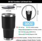 2 Replacement Lids For 30oz Stainless Steel Tumbler Travel Cup - Fits Of Inner