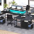 79  Led U-shaped Gaming Desk W  Power Outlets L Shaped Desk Corner Computer Desk