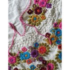 Vintage Cotton Hand Embroidered Boho Colorful Floral Mexican Top 