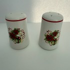 Vintage Christmas Poinsettia Salt And Pepper Set  Country Kitchen Classic Decor 