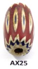Antique Oval Venetian Chevron Trade Bead Redwood  African  Ax25 Bg 76