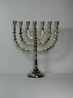 Artisan Jerusalem 7 Arm Temple Menorah 24k Gold 925 Silver Plate Vintage Judaica