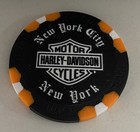 New York  New York Harley Davidson Poker Chip - Motorcycle   Black Orange White