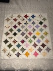 Handmade Cathedral Window 16    Square Throw Pillow Cover Zip Quilted Cottage