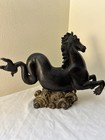 Vintage Mcm Bronze Statue Horse Hippocampus Rare Mcm Statue Mythical Creature