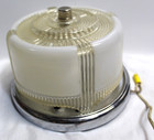 Vintage Art Deco Ceiling Light Fixture   Frosted   Clear Ribbed Shade