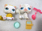 4 Lps Cats 2005 Littlest Pet Shop Persian  207 Angora  White  9 Licking Paw