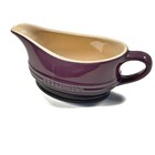 Le Creuset Fig Purple Stoneware Gravy Boat Sauce Pitcher Plum Triple Ring