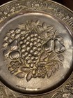 Vtg Peerage England Repousse Embossed Brass Wall Plate 14 5    Fruit   Grapes Mcm
