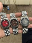 Lot Of 3 Seiko Automatic Textured Dial Red  Gray brown Colour Vintage 7009