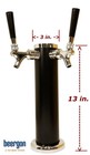 Double Tap Draft Beer Tower 2-tap Beer Column Black 13    Stainless Steel Taps 