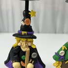 Vtg 90   s Whimsical Halloween Candle Holders Clay Like Witch And Scarecrow Set 