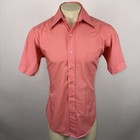 Vtg 60s 70s Sears Shirt Dress Pink Disco Big Collar Tapered Mod Medium Mens 15 5