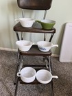 6 Vintage Fire King   Glasbake Oven Ware Lustre Soup Bowls W  Handles