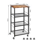 Kitchen Storage Cart Baker s Rack 4-tier Industrial Wood