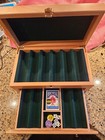 Solid Wood Poker Chip Storage Case  2 Shelves  Holds 500 Chips  Cards   Dice Etc