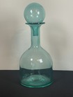 Mcm Aqua Blue Glass Decanter Bottle With Stopper 15  Retro Decor