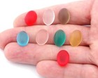 Sea Glass 10x14mm Red Czech Oval Flat Back Cabochons 100cb Cab87
