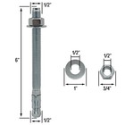 1 2  X 6  Wedge Anchor Bolt Fastener For Concrete Cement - Zinc-plated  10 
