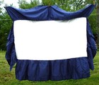 Crib Skirt Bed Ruffle 27x51x14     White With Blue Trim     100  Cotton     New