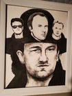 Super Rare U2 Bono 1980s Black White 8 X 10 Picture Celebrity Sketch Art Print