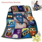 Cute Moon Owl Flannel Fleece Blanket Cozy Soft Fuzzy Throw Blanket For Sofa Bed